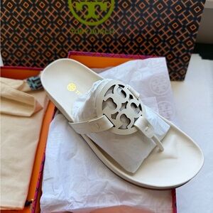 Tory Burch Miller Cloud Leather Sandal New Ivory Size 8